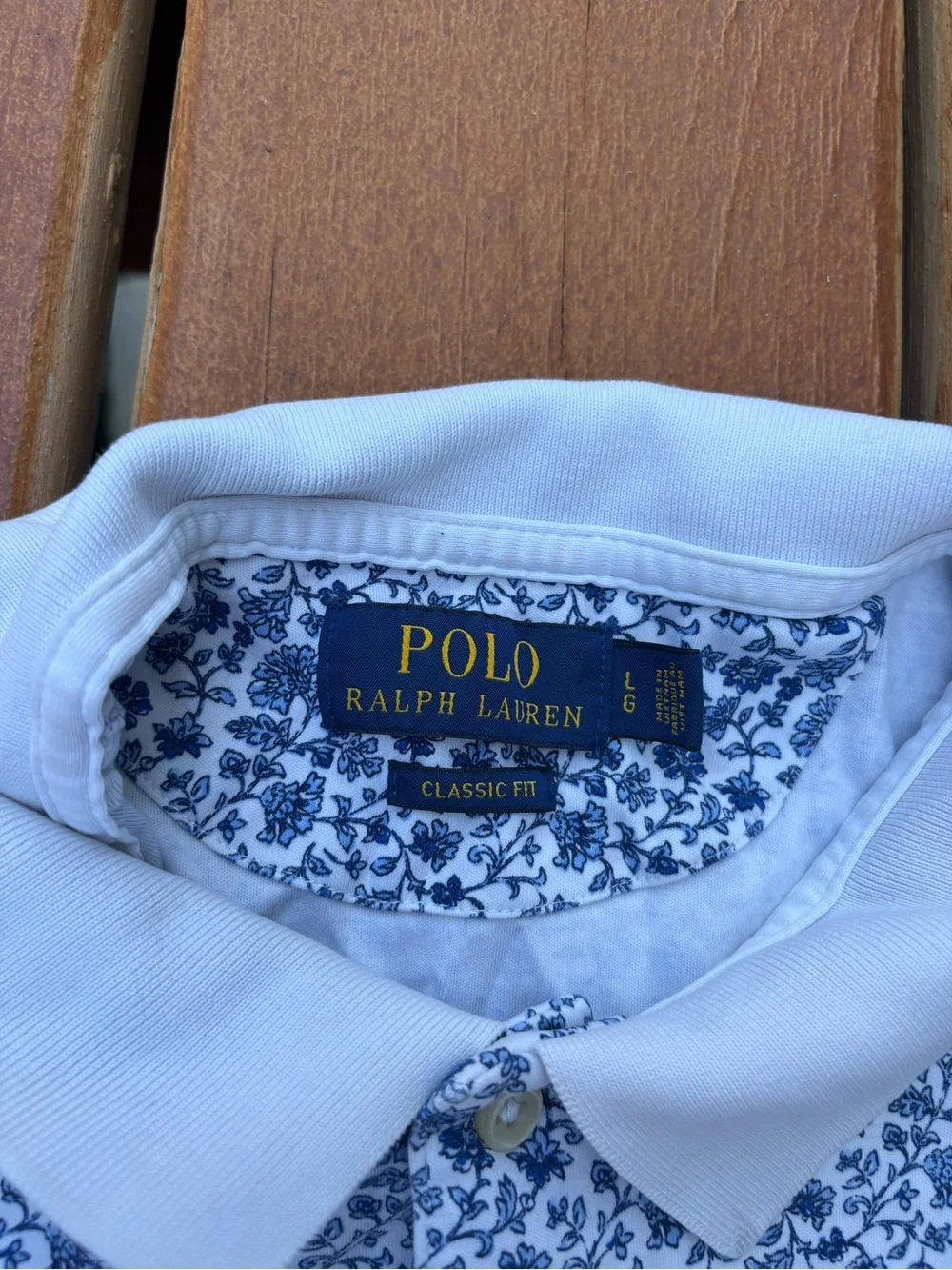 Ralph Lauren Blue & White Floral Polo Shirt Preppy